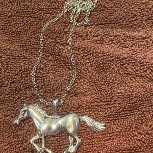 Elegant Silver Horse Pendant Necklace